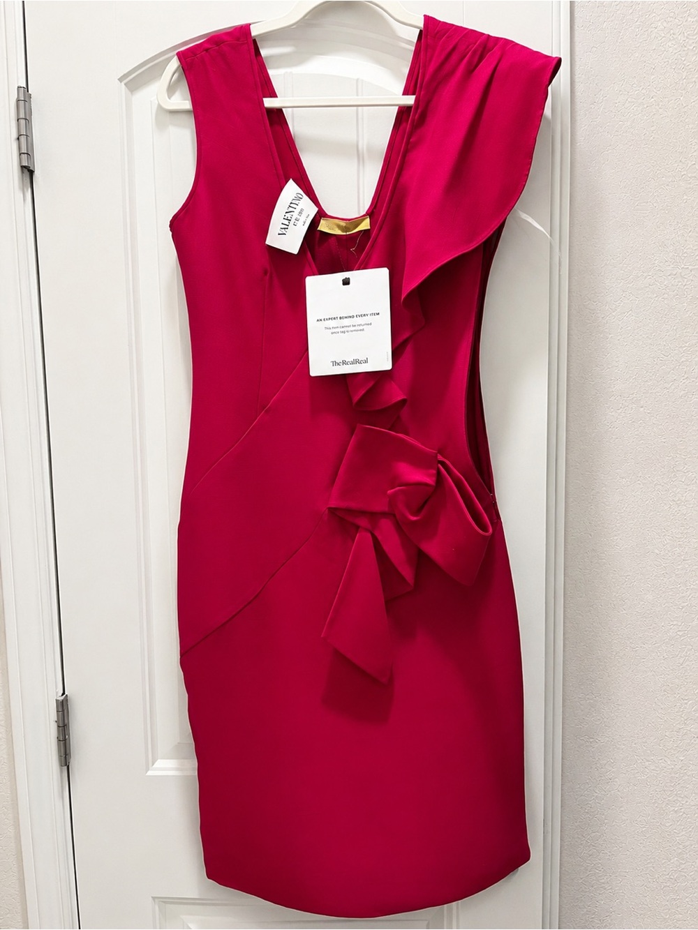 Valentino Ruffle Bow Sheath Dress